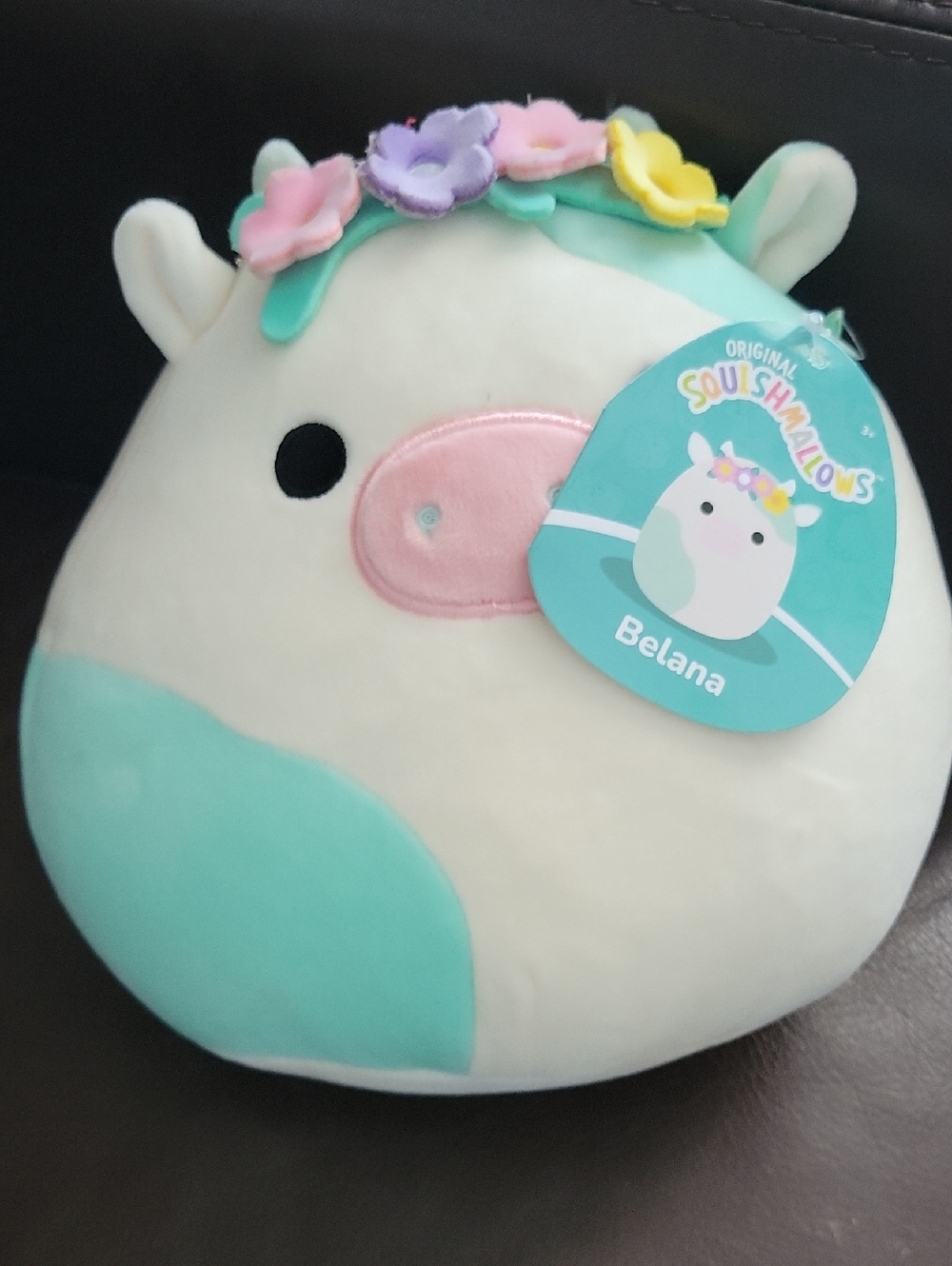 Squishmallows Belana Plush - Mint, White & Pastel Floral